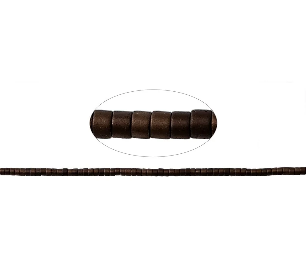 Heilstein & Edelstein-Strang - Zylinder (Heisihi), Hämatin coffee (gef.) matt, 01 x 01mm