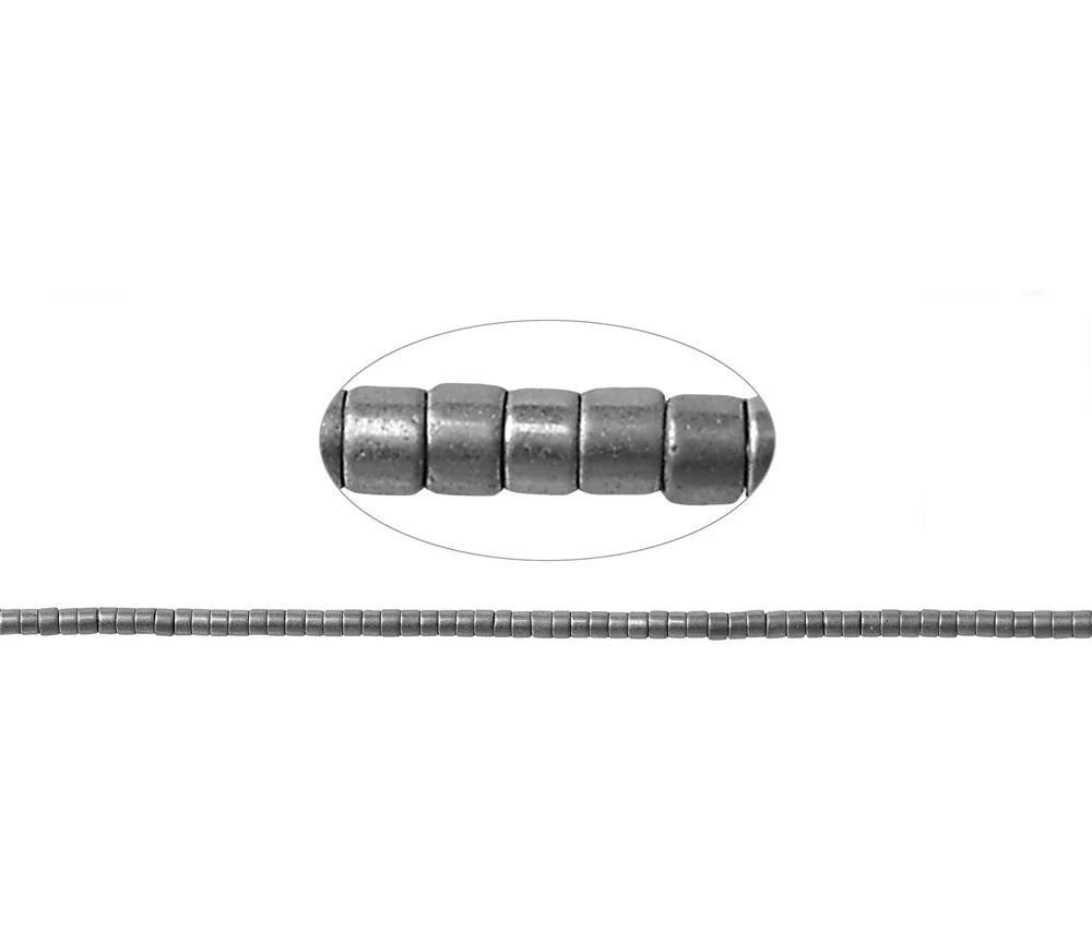 Heilstein & Edelstein-Strang - Zylinder (Heisihi), Hämatin silber (gef.), 01 x 01mm