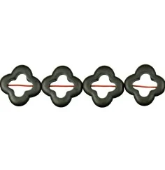 Heilstein & Edelstein-Strang - Rahmen Blüte, Hämatin matt, 15 x 15mm