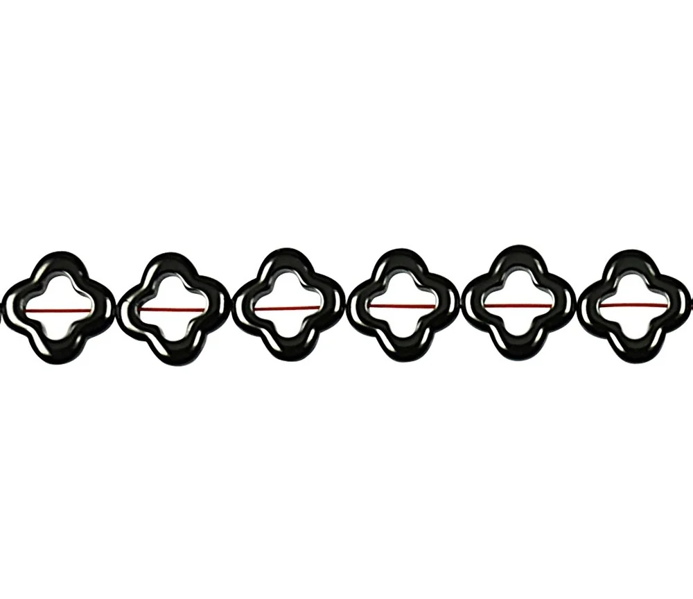 Heilstein & Edelstein-Strang - Rahmen Blüte, Hämatin, 12 x 12mm