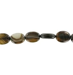 Heilstein & Edelstein-Strang - Linse, Achat braun (gef.), 20 x 15mm