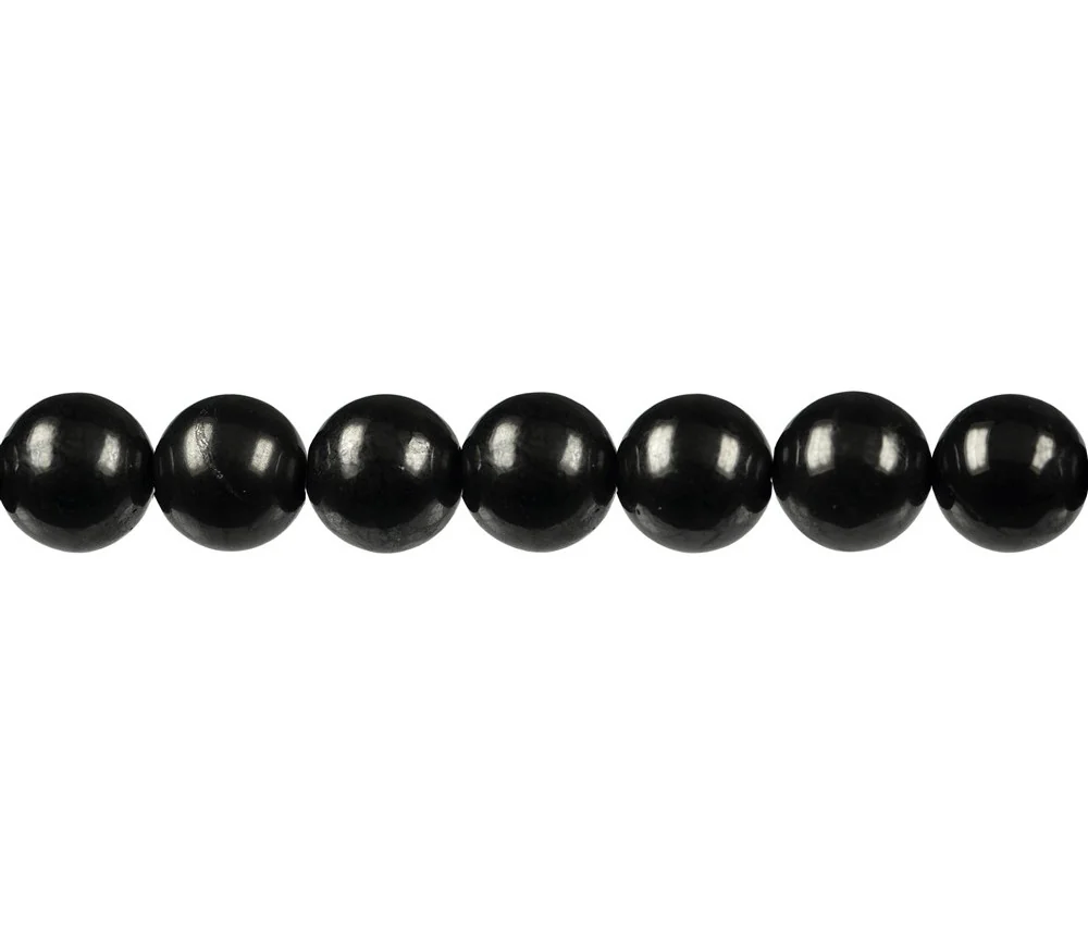 Heilstein & Edelstein-Strang - Kugeln, Schungit (stab.), 10mm