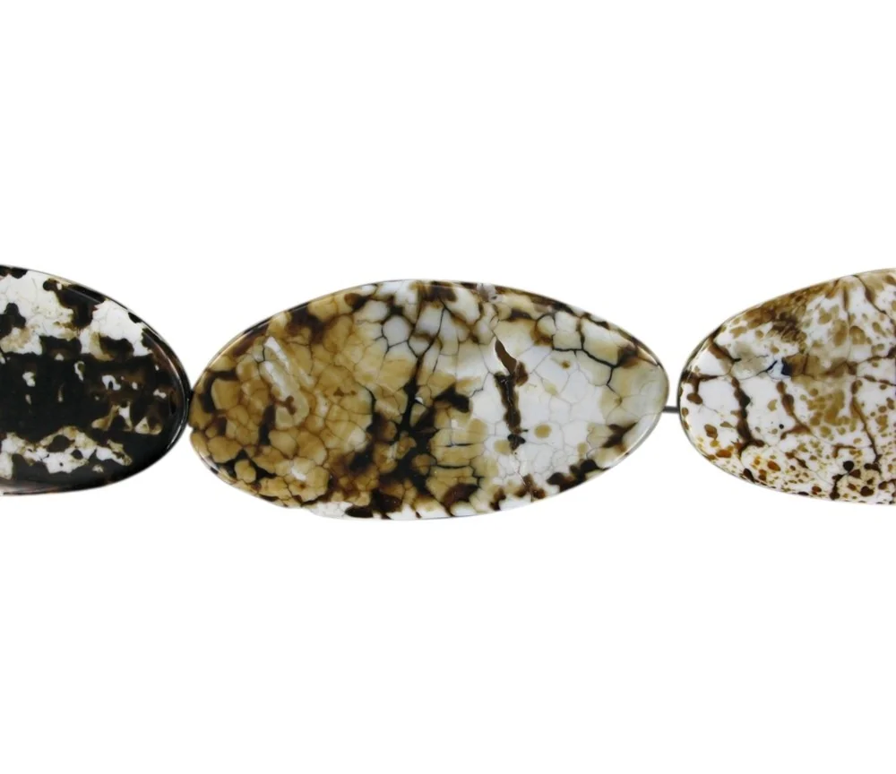 Heilstein & Edelstein-Strang - Linse, Achat (Savannenachat) braun (gef.), 50mm (35cm)