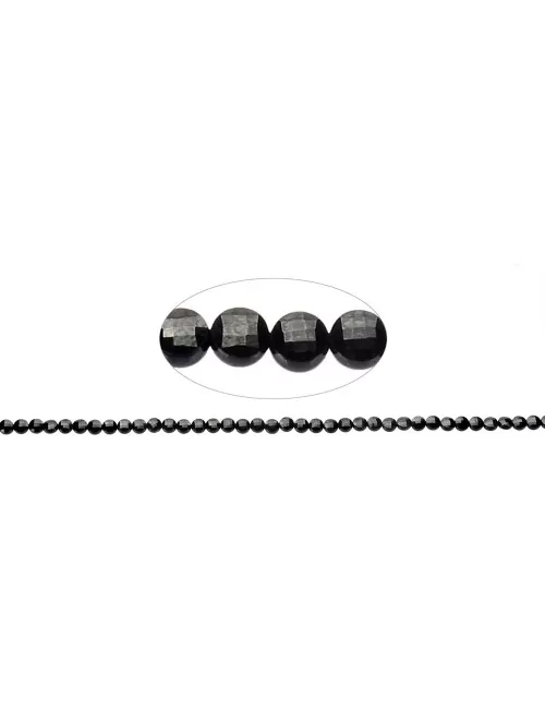 Heilstein & Edelstein-Strang - Scheibe/Coin, Spinell (schwarz), facettiert, 04 x 02mm (39cm)