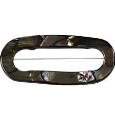 Heilstein & Edelstein-Strang - Rahmen oval, Perlmutt silber hell (gef.), 40 x 27mm