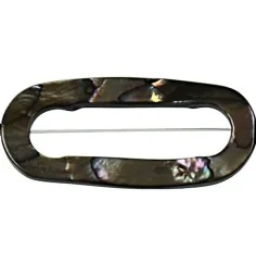 Heilstein & Edelstein-Strang - Rahmen oval, Perlmutt silber hell (gef.), 40 x 27mm