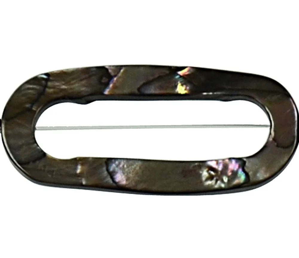 Heilstein & Edelstein-Strang - Rahmen oval, Perlmutt silber hell (gef.), 40 x 27mm