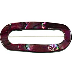 Heilstein & Edelstein-Strang - Rahmen oval, Perlmutt himbeerrot (gef.), 40 x 27mm