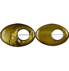 Heilstein & Edelstein-Strang - Perlmutt gold (gef.),  Fischauge , 30 x 20mm