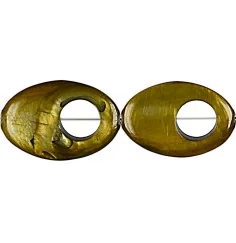 Heilstein & Edelstein-Strang - Perlmutt gold (gef.), Fischauge , 30 x 20mm