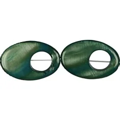 Heilstein & Edelstein-Strang - Perlmutt türkis (gef.), Fischauge , 30 x 20mm