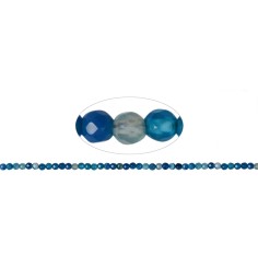 Heilstein & Edelstein-Strang - Kugeln, Achat blau (gef.), facettiert, 04mm (38cm)