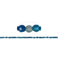 Heilstein & Edelstein-Strang - Kugeln, Achat blau (gef.), facettiert, 04mm (38cm)