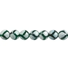 Heilstein & Edelstein-Strang - Kugeln, Achat Fußball grün (gef.) facettiert, 10mm