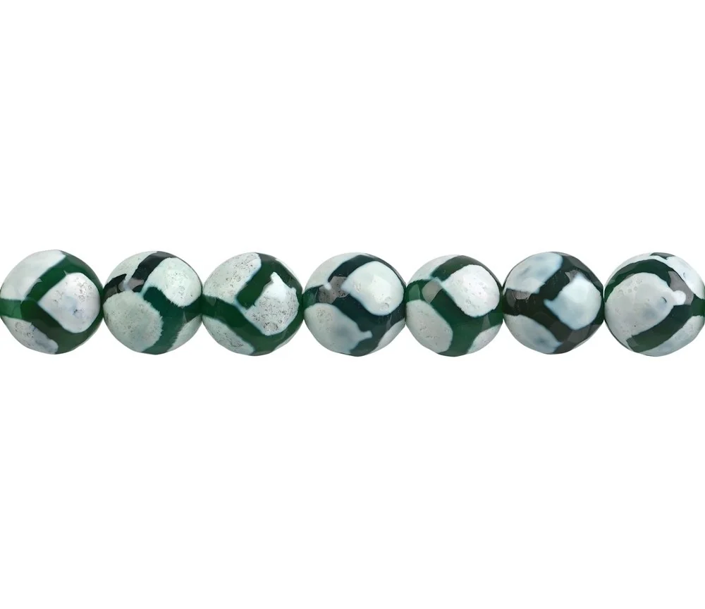 Heilstein & Edelstein-Strang - Kugeln, Achat Fußball grün (gef.) facettiert, 10mm