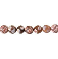 Heilstein & Edelstein-Strang - Kugeln, Achat Fußball rot (gef.), facettiert, 12mm