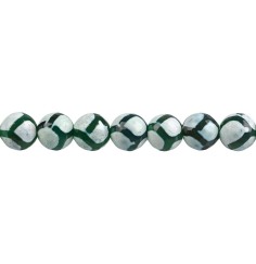 Heilstein & Edelstein-Strang - Kugeln, Achat  Fußball  grün (gef.), facettiert, 12mm