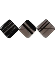 Heilstein & Edelstein-Strang - Quadrat diagonal gebohrt, Obsidian (Lamellenobsidian), 20mm