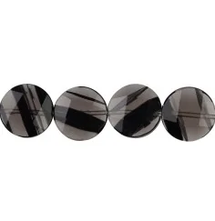 Heilstein & Edelstein-Strang - Coins, Obsidian (Lamellenobsidian), facettiert, 15mm