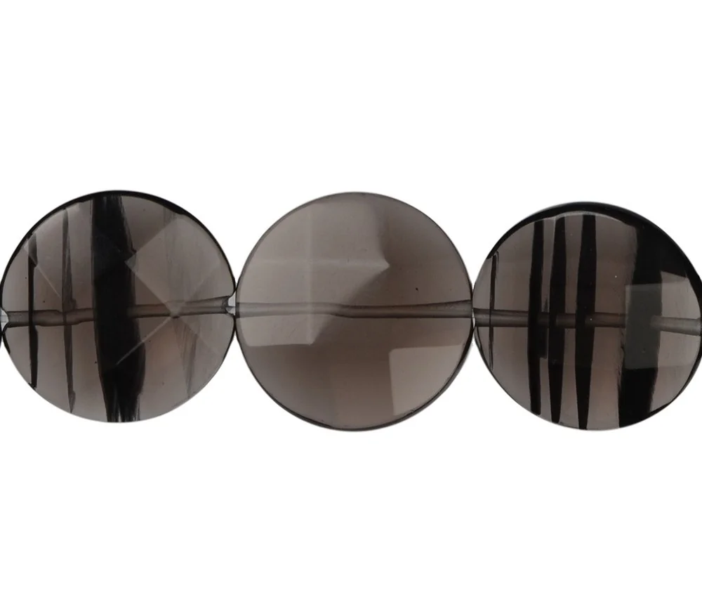 Heilstein & Edelstein-Strang - Coins, Obsidian (Lamellenobsidian), facettiert, 20mm