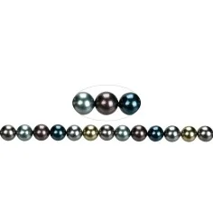 Heilstein & Edelstein-Strang - Kugeln, Muschelkernperlen bunter Mix 3, 10mm