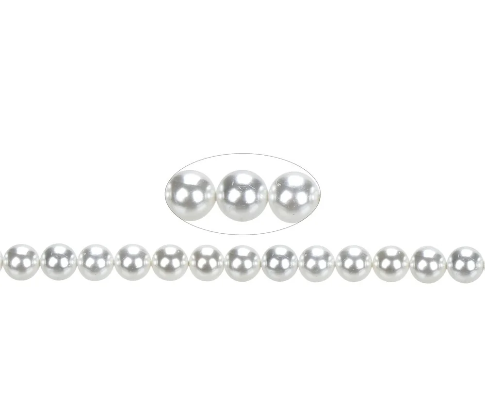 Heilstein & Edelstein-Strang - Kugeln, Muschelkernperlen weiß, 10mm