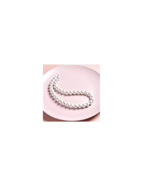 Heilstein & Edelstein-Strang - Kugeln, Muschelkernperlen weiß, 10mm