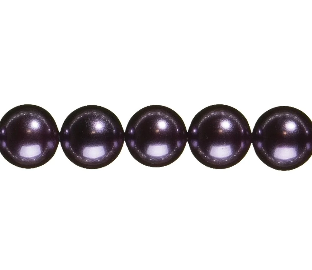 Heilstein & Edelstein-Strang - Kugeln, Muschelkernperlen violett, 14mm