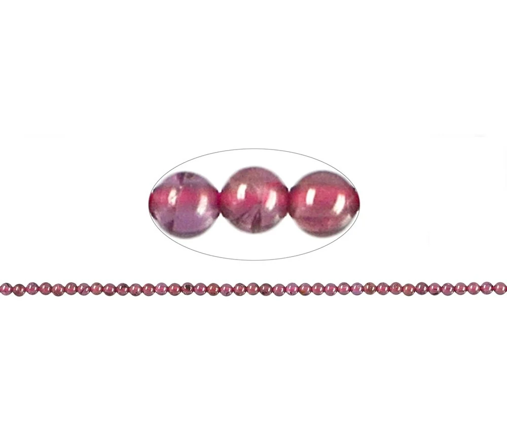 Heilstein & Edelstein-Strang - Kugeln, Granat (Rhodolith) A+/A, 02,00mm