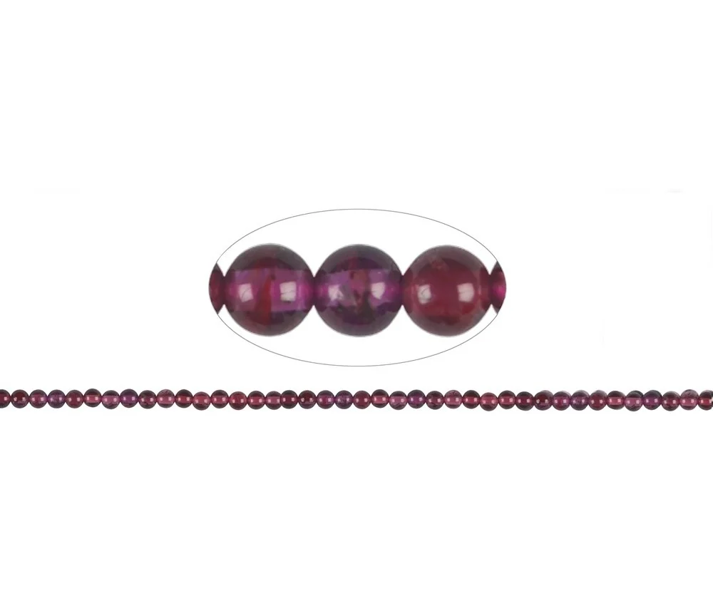 Heilstein & Edelstein-Strang - Kugeln, Granat (Rhodolith), 04mm