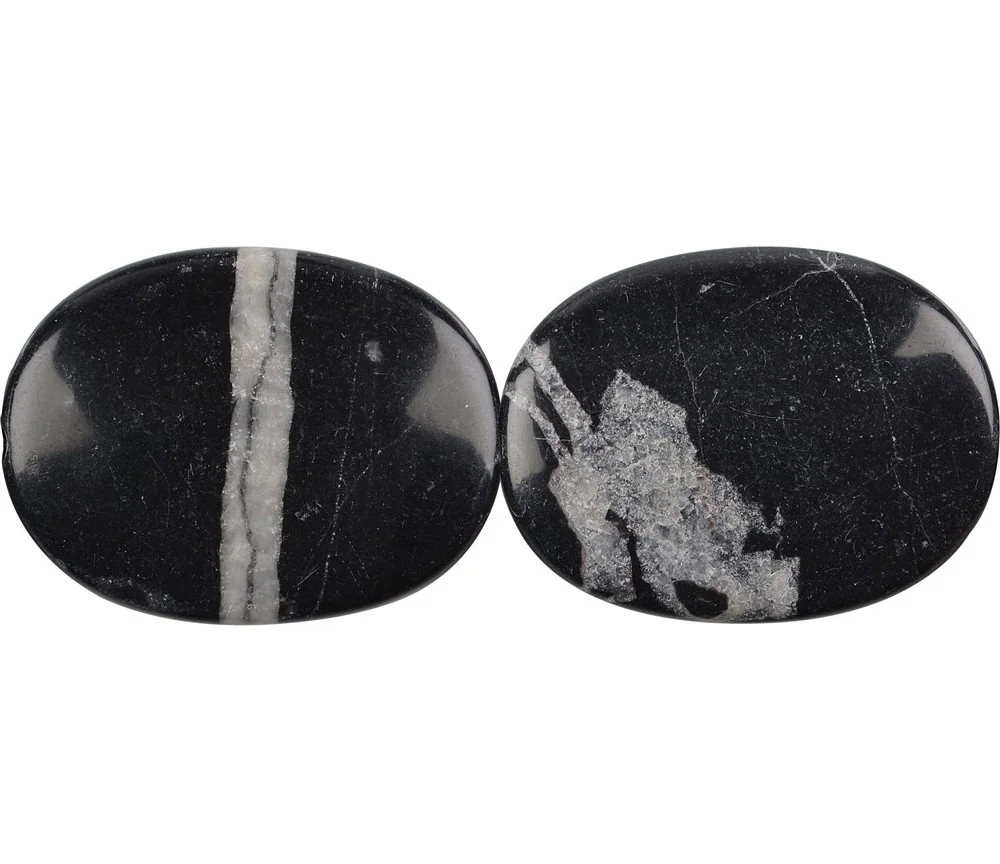 Heilstein & Edelstein-Strang - Scheiben, Calcit (schwarz), 40 x 30mm