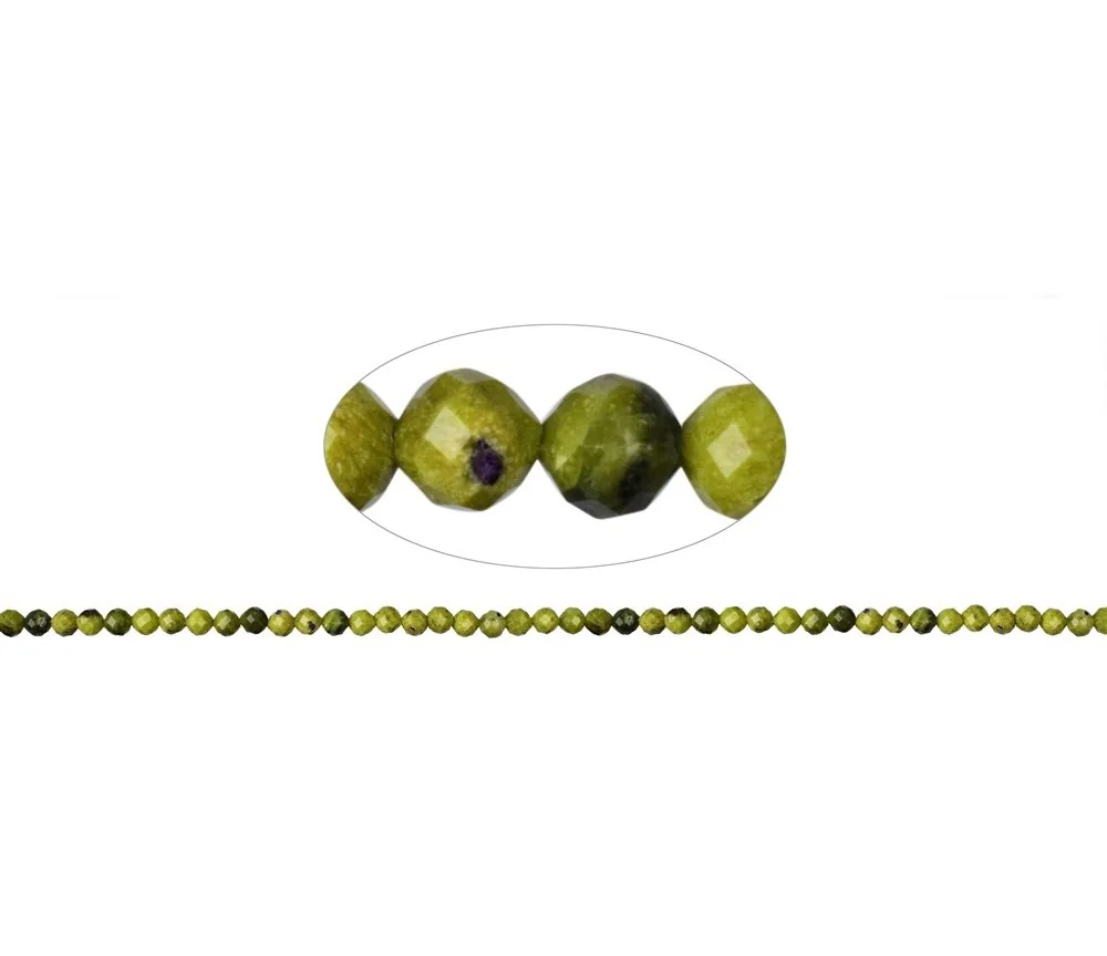 Heilstein & Edelstein-Strang - Kugeln, Serpentin (Tasmanien), facettiert, 04mm (39cm)