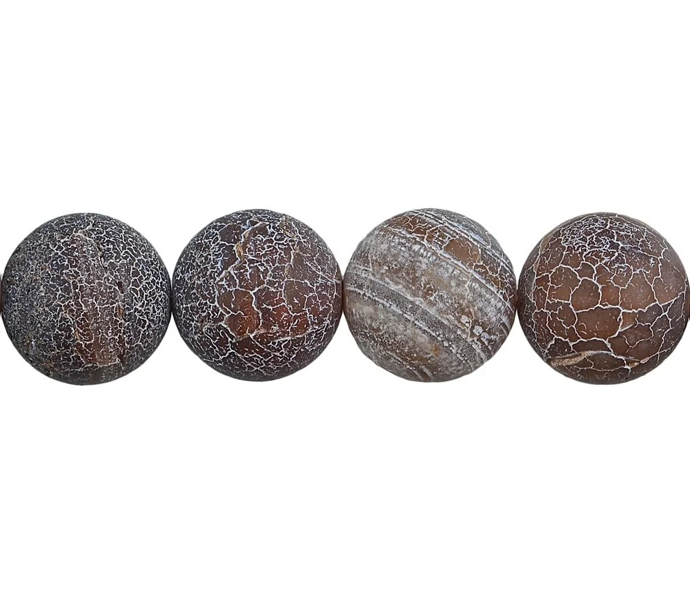 Heilstein & Edelstein-Strang - Kugeln, Achat (Schlangenachat) braun (gef.), matt, 16mm