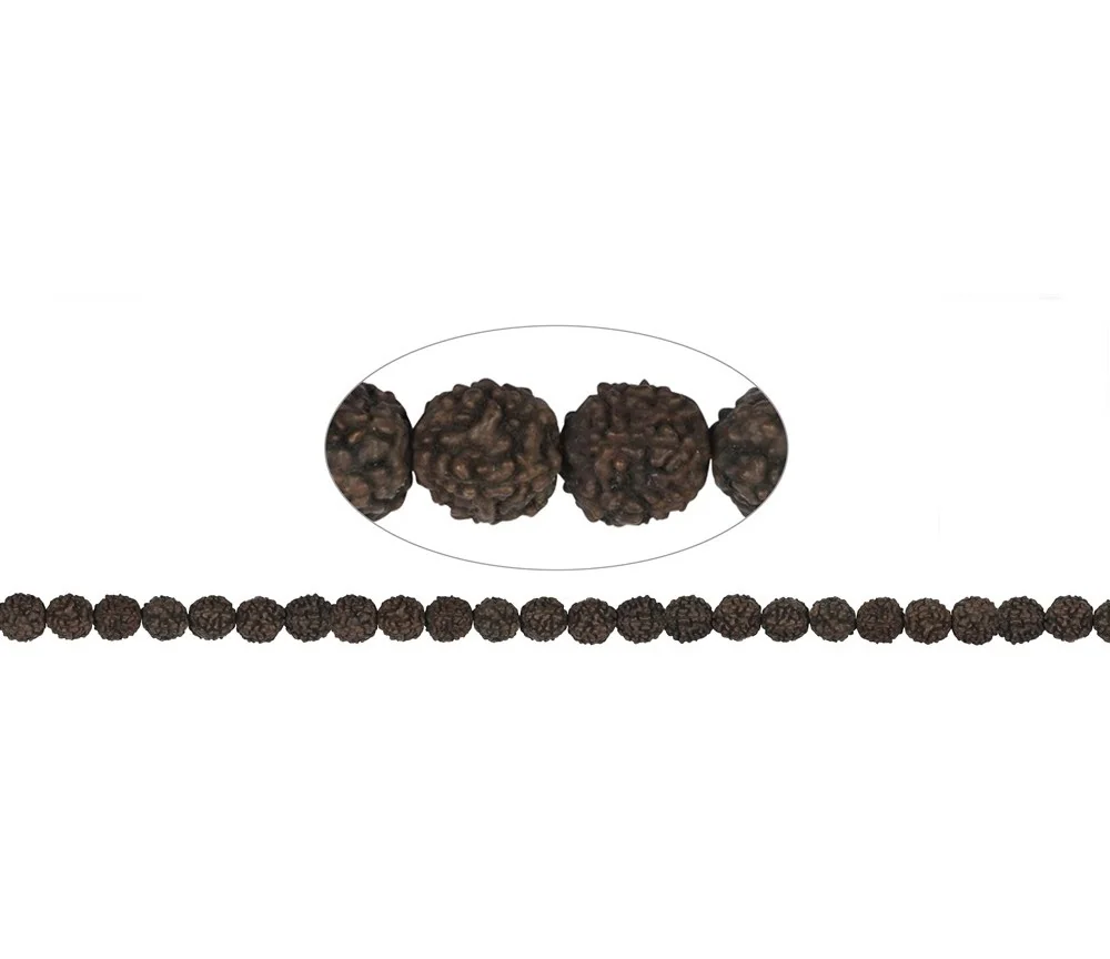 Heilstein & Edelstein-Strang - Kugeln, Rudraksha (schwarz/dunkelbraun), 08mm