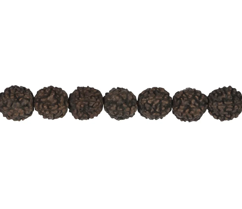 Heilstein & Edelstein-Strang - Kugeln, Rudraksha (schwarzbraun), 10mm