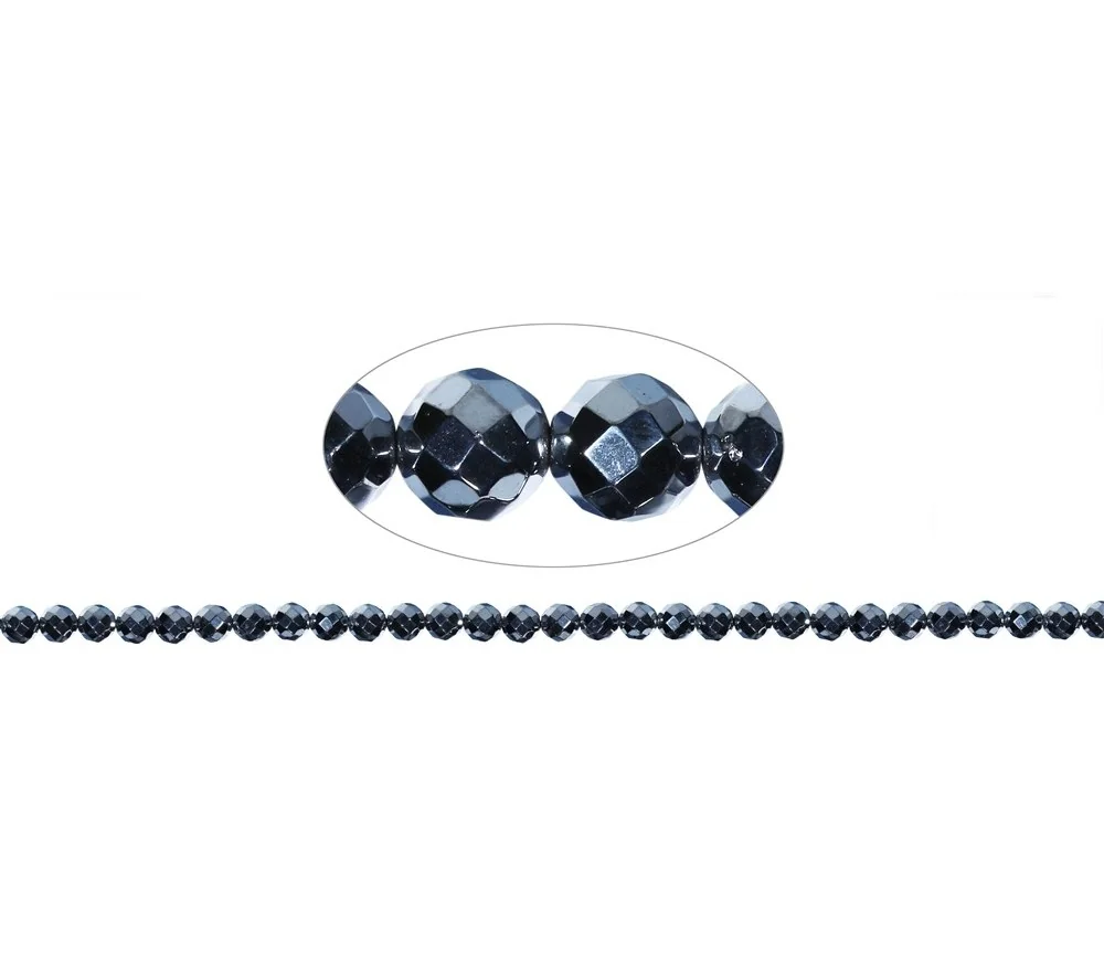 Heilstein & Edelstein-Strang - Kugeln, Silizium (synt.), facettiert, 06mm