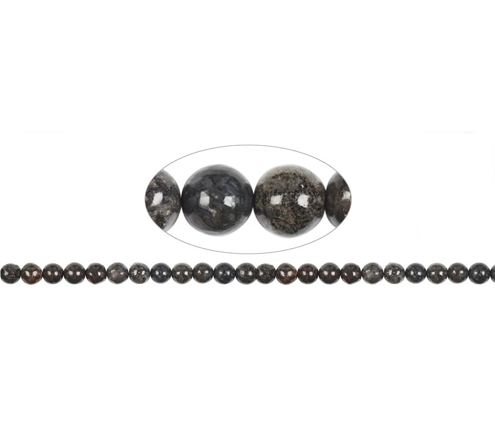 Heilstein & Edelstein-Strang - Kugeln, Dinosaurier-Knochen, 09mm