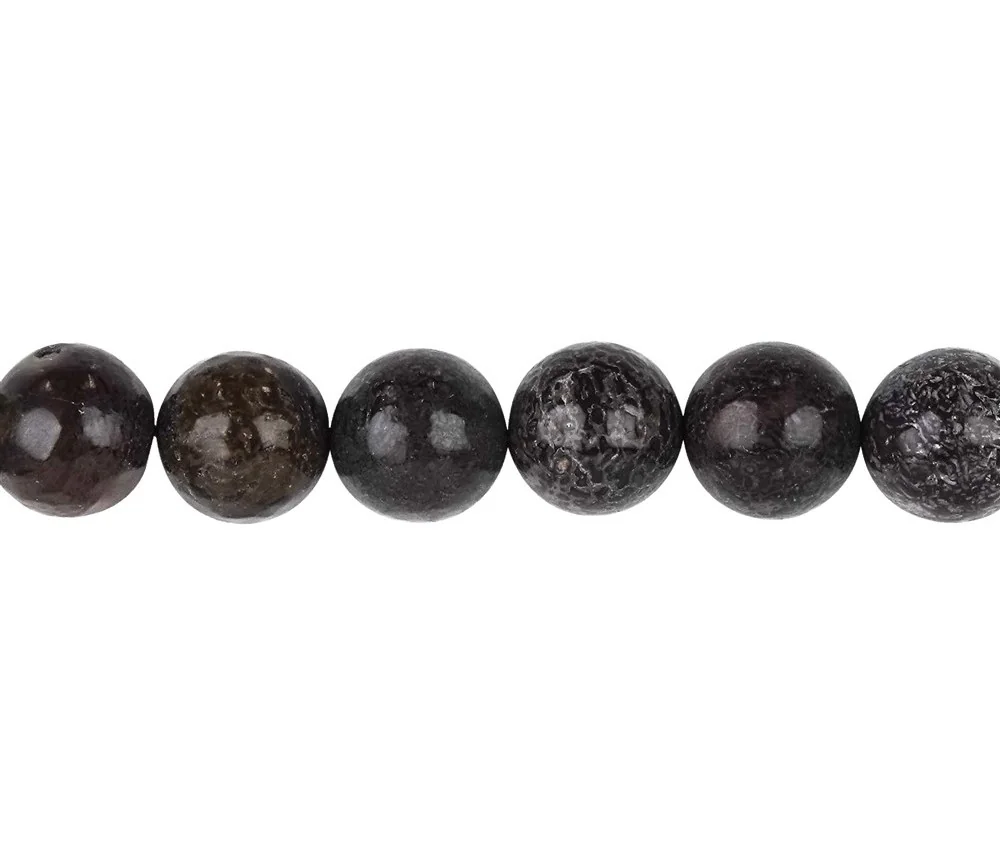 Heilstein & Edelstein-Strang - Kugeln, Dinosaurier-Knochen, 12mm