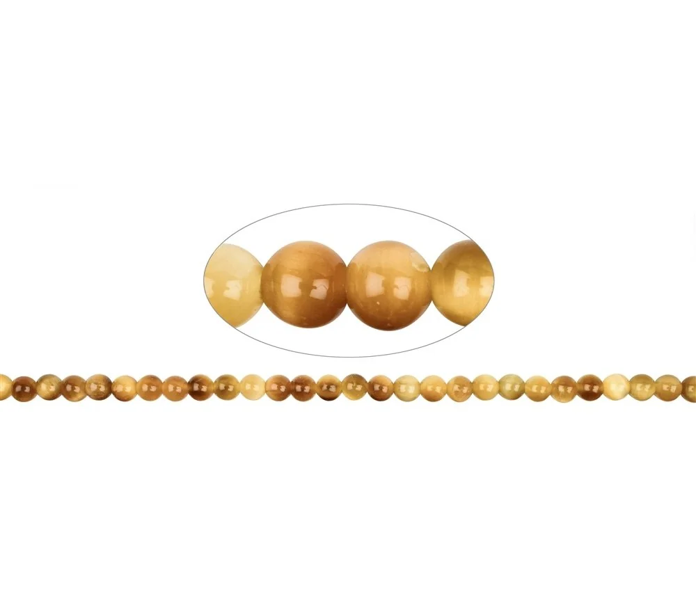 Heilstein & Edelstein-Strang - Kugeln, Tigerauge (gelb), 04mm