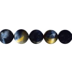 Heilstein & Edelstein-Strang - Kugeln, Tigerauge (weiß, gelb, blau), 12mm