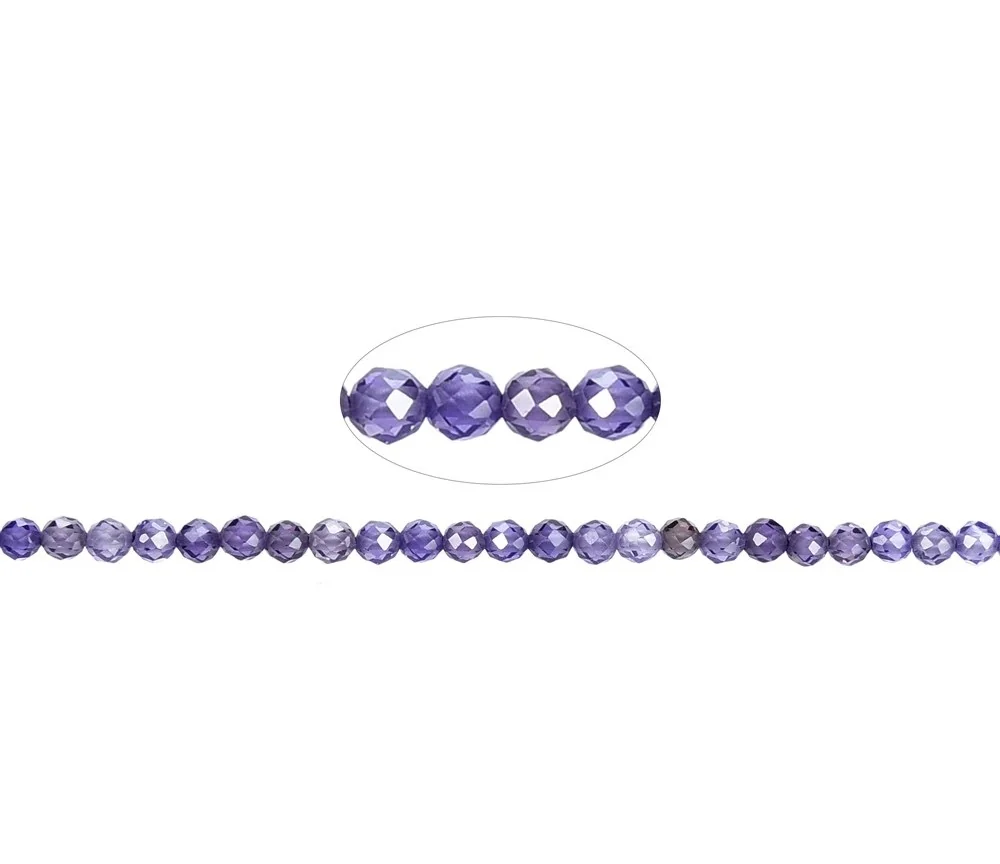 Heilstein & Edelstein-Strang - Kugeln, Cubic Zirkonia violett (synt.), facettiert, 02,0mm (38cm)