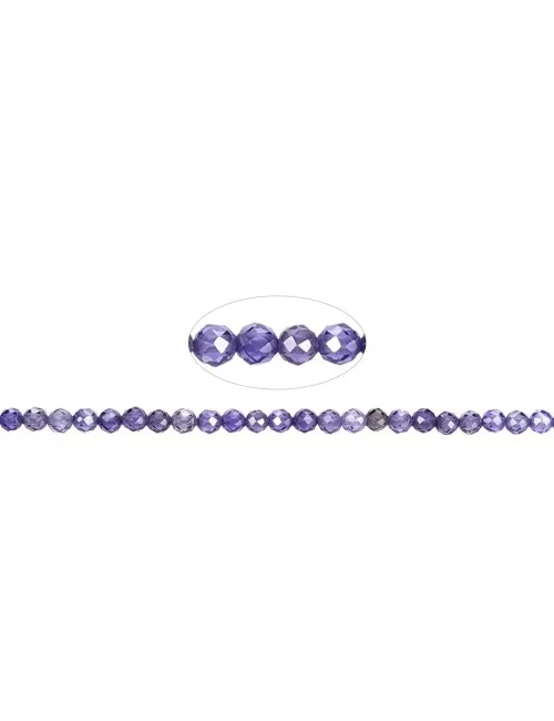 Heilstein & Edelstein-Strang - Kugeln, Cubic Zirkonia violett (synt.), facettiert, 02,0mm (38cm)