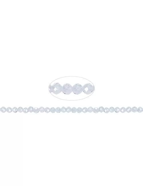 Heilstein & Edelstein-Strang - Kugeln, Cubic Zirkonia weiß (synt.), facettiert, 03mm (38cm)