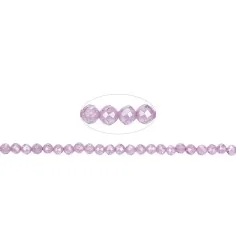 Heilstein & Edelstein-Strang - Kugeln, Cubic Zirkonia pink (synt.), facettiert, 03mm (38cm)