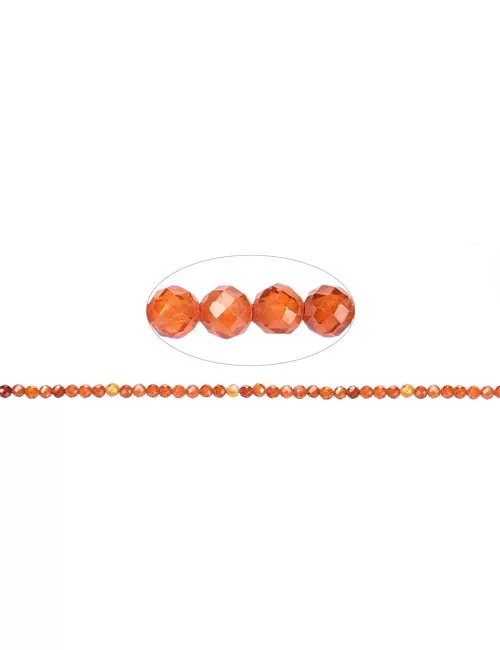 Heilstein & Edelstein-Strang - Kugeln, Cubic Zirkonia orange (synt.), facettiert, 03mm (38cm)