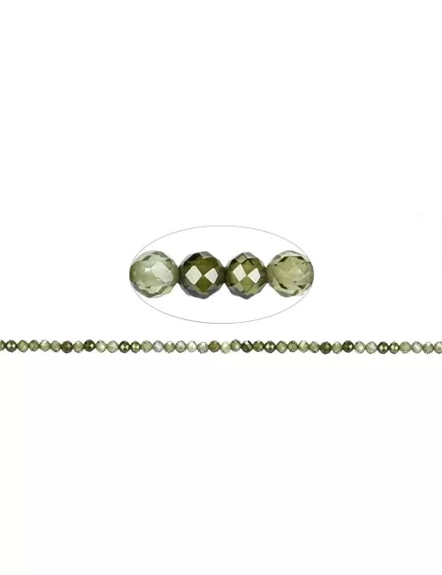 Heilstein & Edelstein-Strang - Kugeln, Cubic Zirkonia grün (synt.), facettiert, 03mm (38cm)