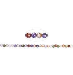 Heilstein & Edelstein-Strang - Kugeln, Cubic Zirkonia bunt (synt.), facettiert, 03mm (38cm)