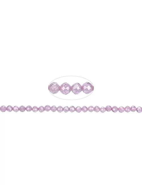 Heilstein & Edelstein-Strang - Kugeln, Cubic Zirkonia pink (synt.), facettiert, 02,5mm (38cm)