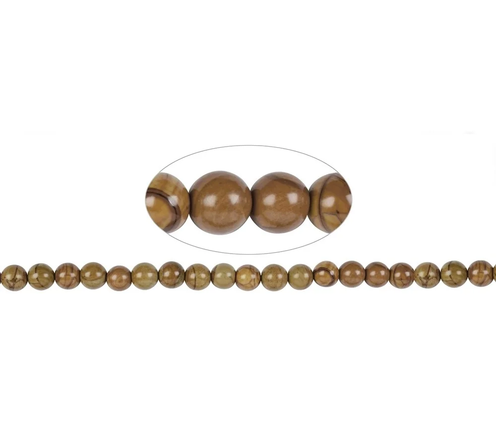 Heilstein & Edelstein-Strang - Kugeln, Walnuss- Jaspis , 08mm (39cm)