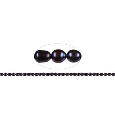 Heilstein & Edelstein-Strang - Reiskorn, Süßwasser-Perle AB, petrol dunkel (gef.), 06-07mm